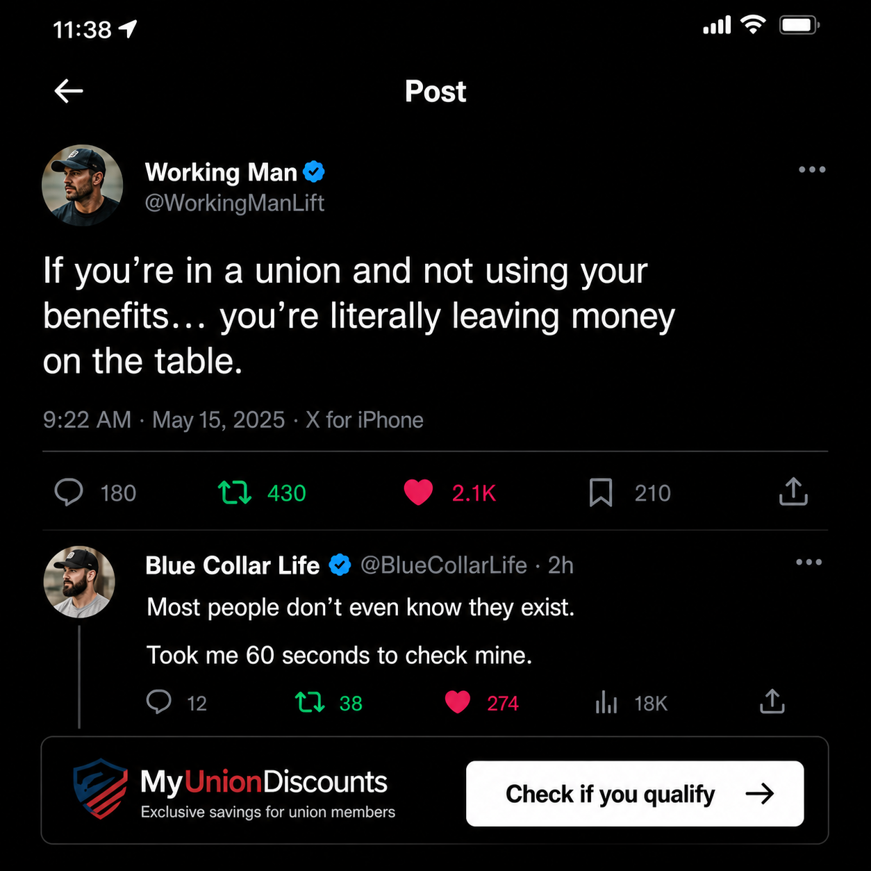 My Union Discounts Facebook ad: Union Members Can Save Up to 85% on Prescriptions