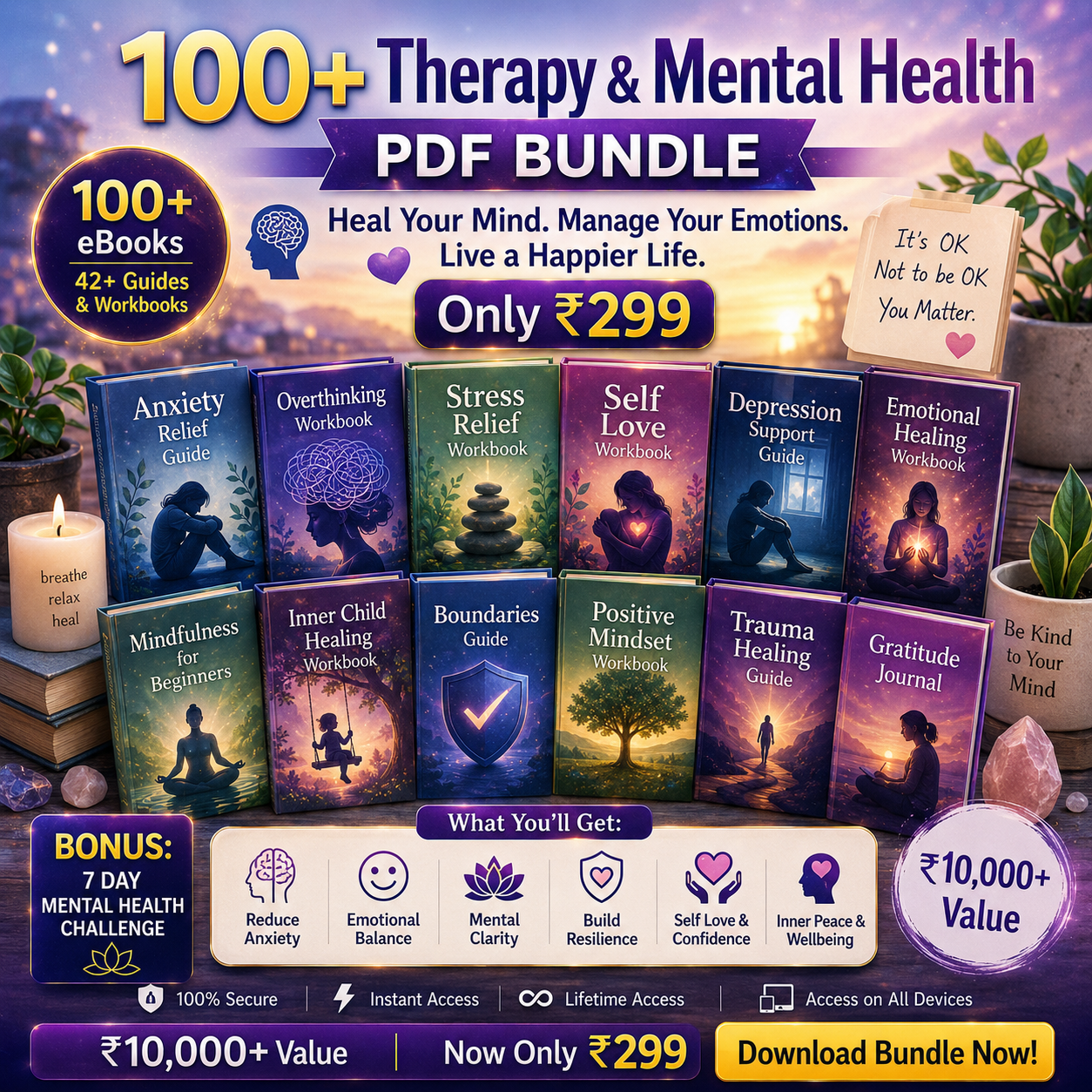Healing Minds Academy India LTD Facebook ad: Therapy & Healing Knowledge Library