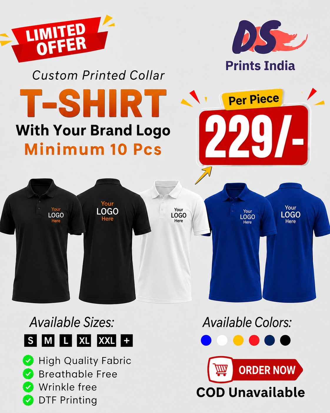 DS Prints India Facebook ad: Custom Printed T-Shirts for Your Brand
