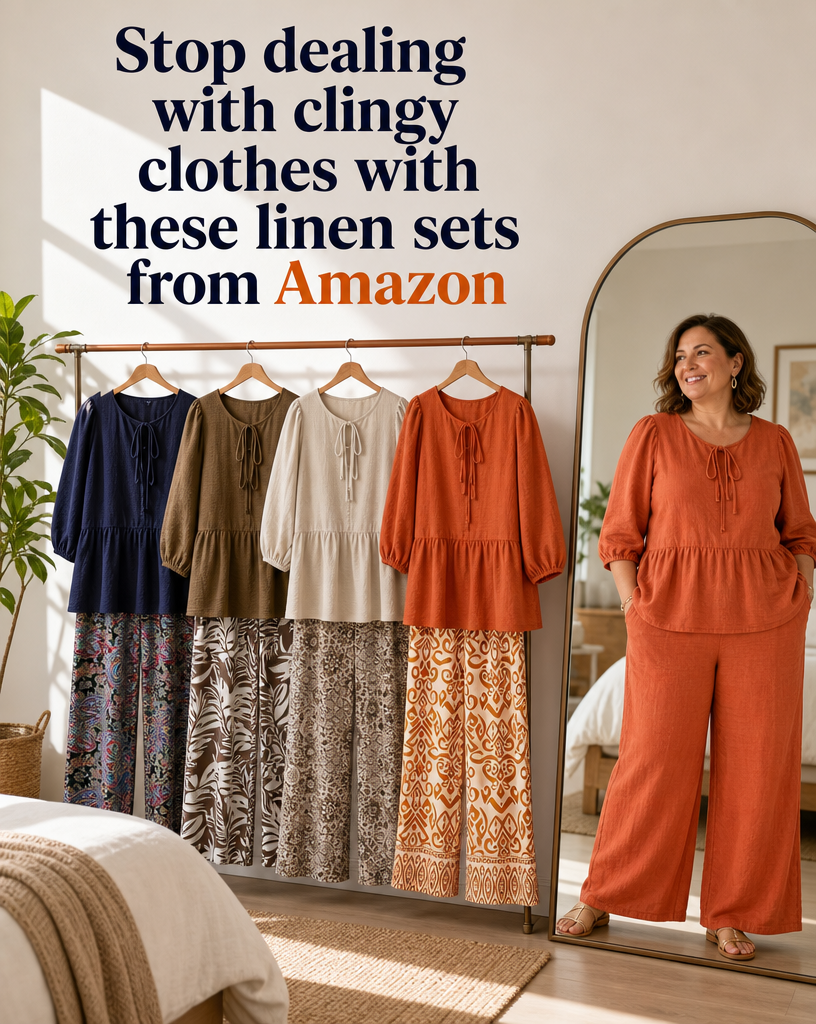 Toptenreviews Deals Facebook ad: Still Dealing With Clingy Fabrics? See Our Amazon Linen…