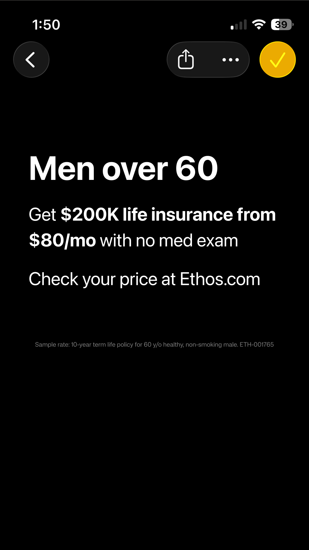 Ethos Facebook ad