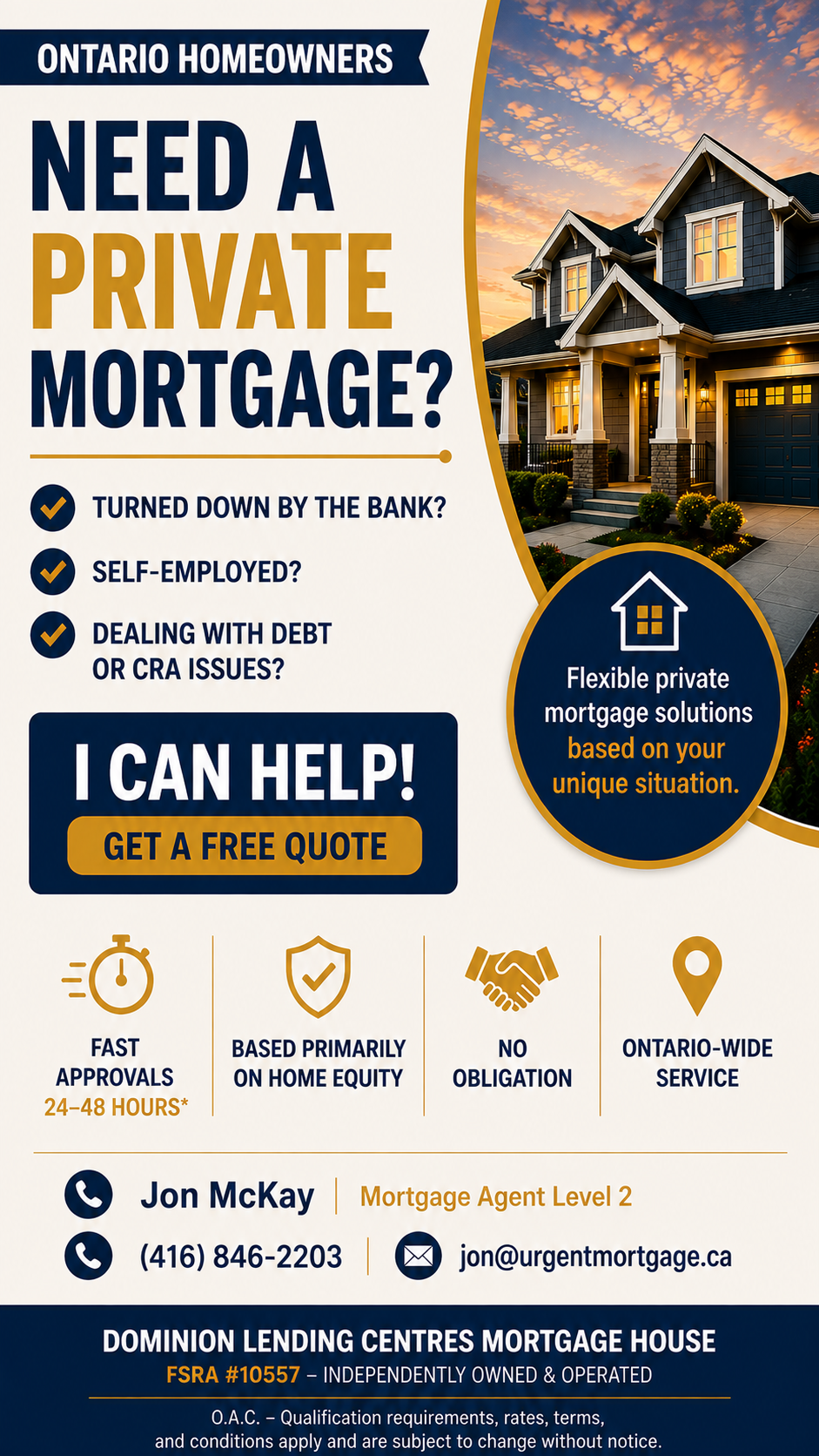 Jon McKay - Urgentmortgage.ca Facebook ad: Need a Private Mortgage?