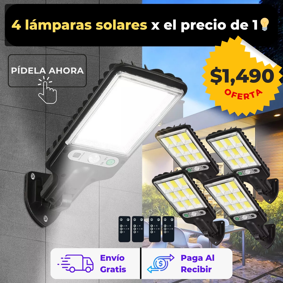 Ofertop Facebook ad: 4 lámparas solares por el precio de 1