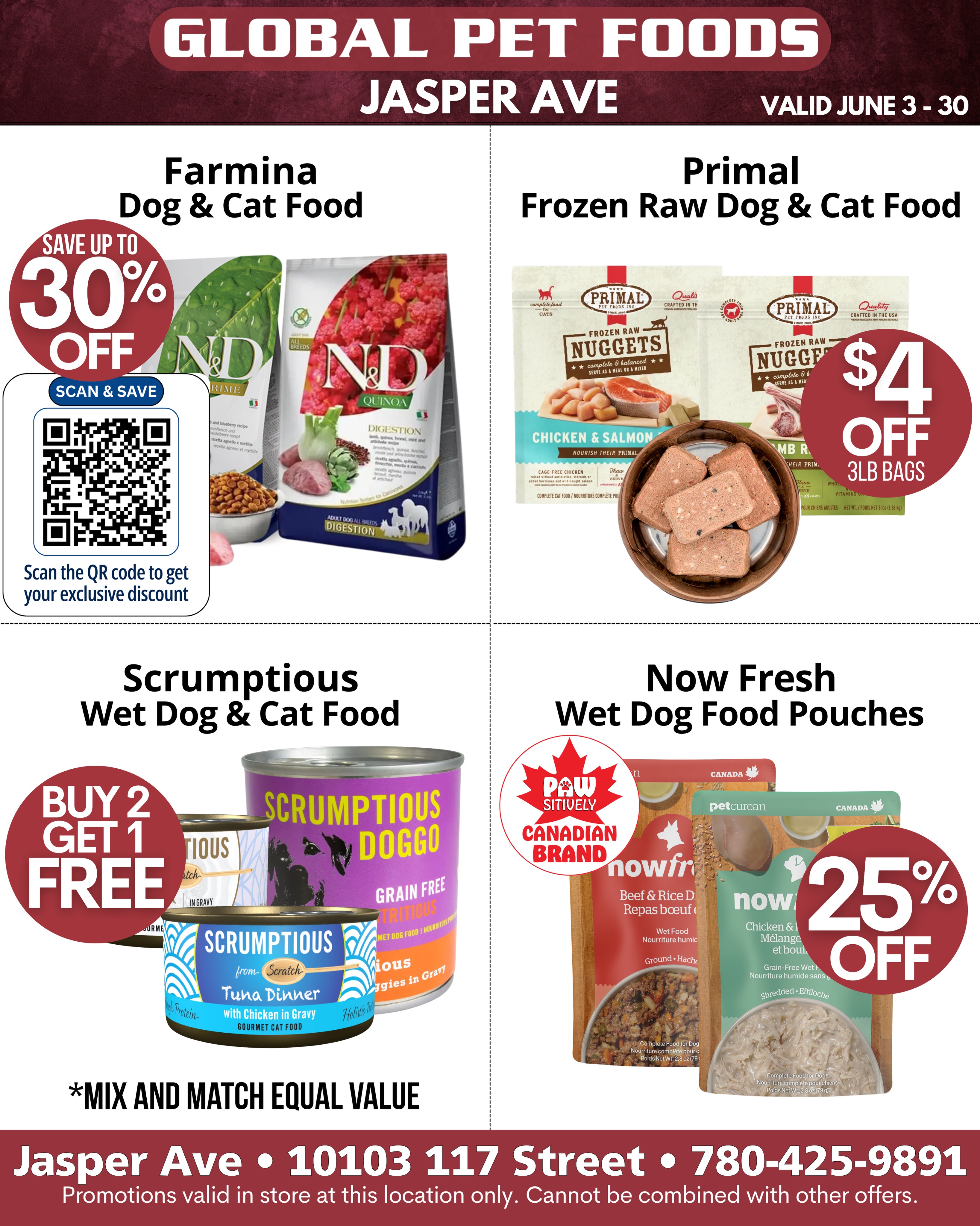 Global Pet Foods - Jasper Ave / 117 St Facebook ad: June Savings