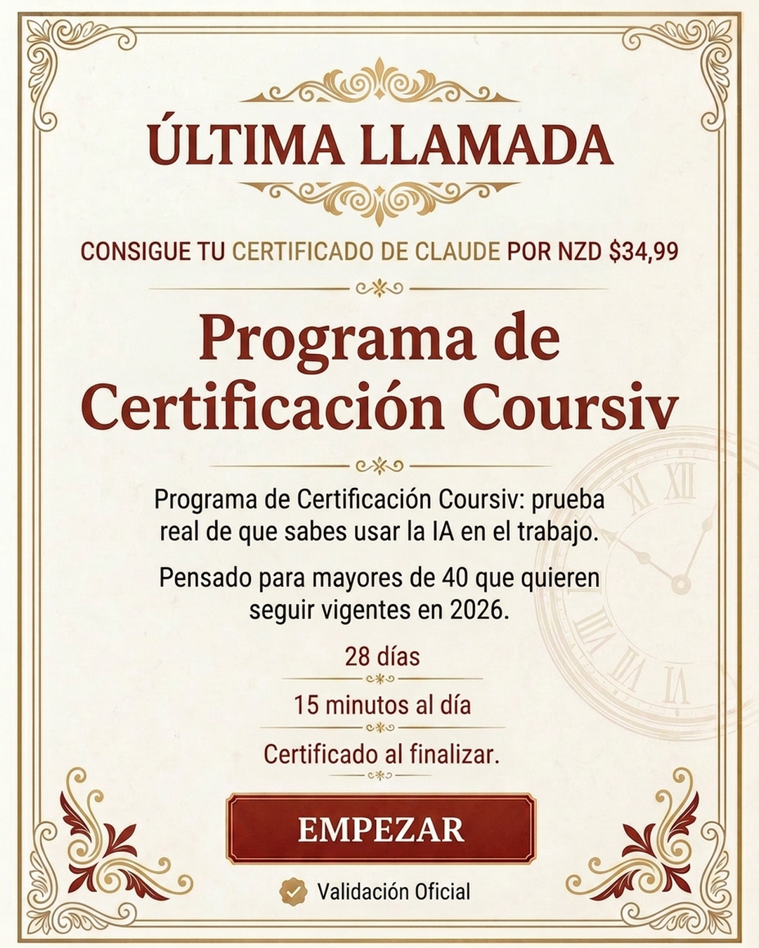 Coursiv Español Facebook ad: ¡Empezar ahora!