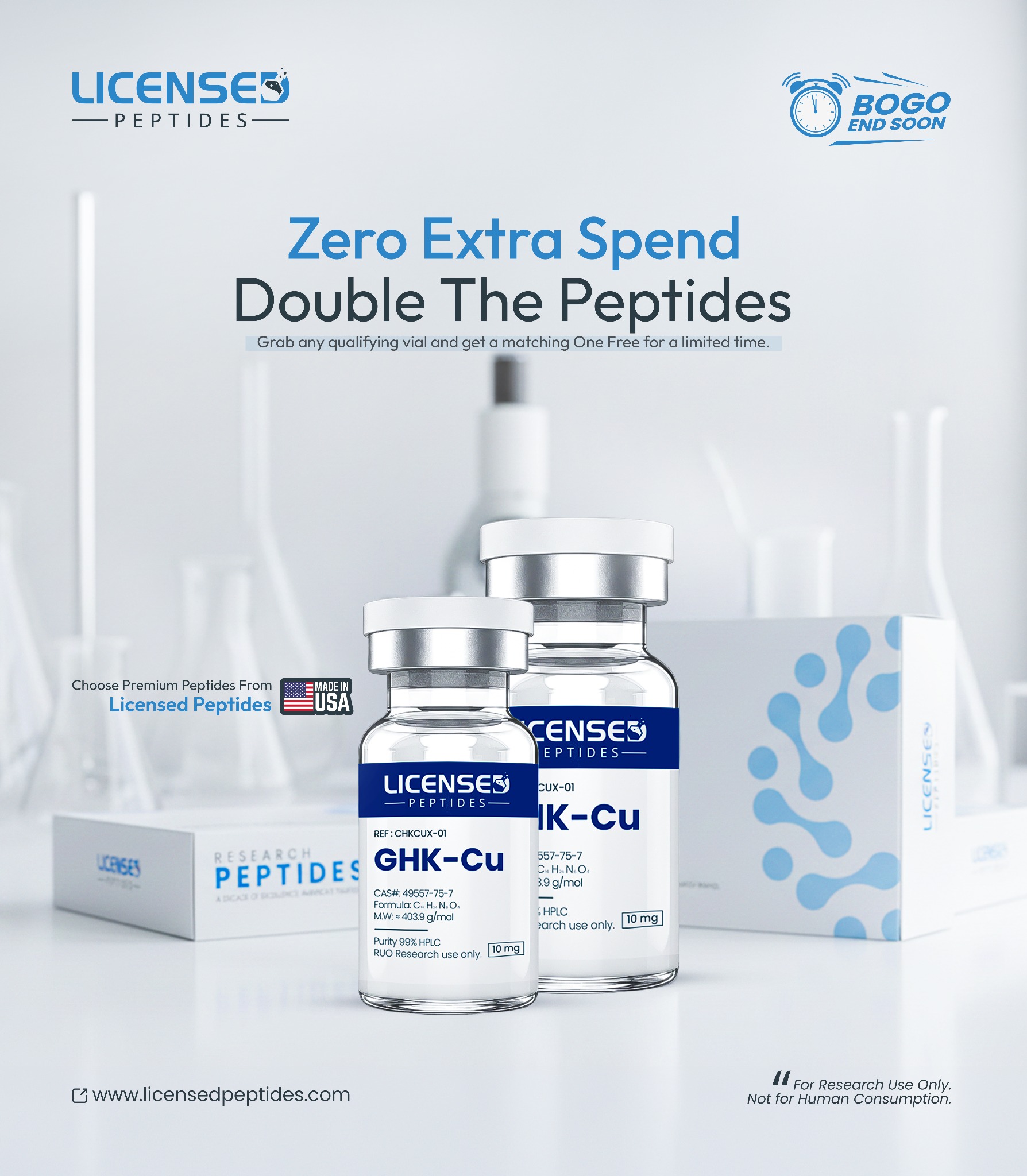 LicensedPeptides.com Facebook ad