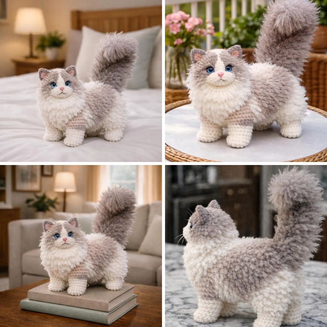 Crochettrend Facebook ad: Handmade Fluffy Cat Crochet Pattern
