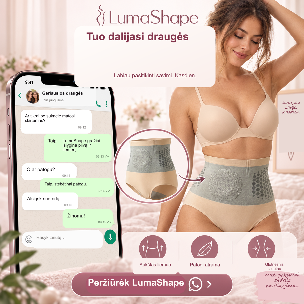 Lumashape Facebook ad: Glotnesnis siluetas. Daugiau pasitikėjimo.
