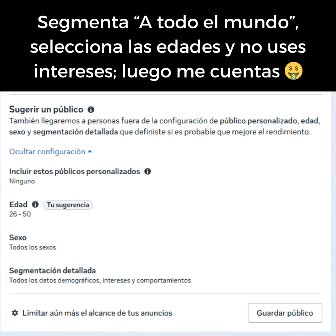 El otro romulo Facebook ad: Deja de segmentar y empieza a vender