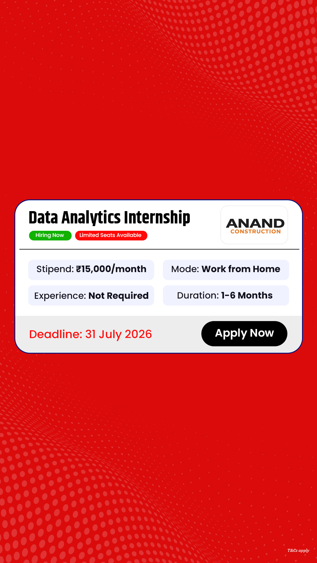 Internship Studio Facebook ad from Jul 6, 2026