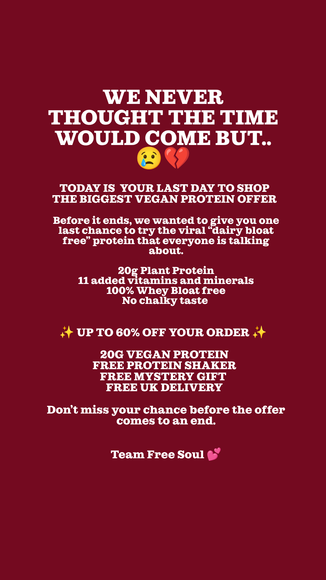 Free Soul Facebook ad: The protein powder that has your back.