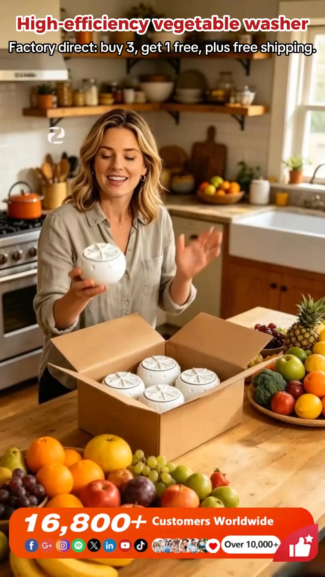 Livecheste shop Facebook ad: TIRED OF WASHING FRUITS & VEGETABLES BY HAND?