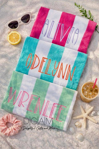 Delightful Gifts And More Facebook ad: Personalized Cabana Stripe Beach Towel | Delightful Gifts…