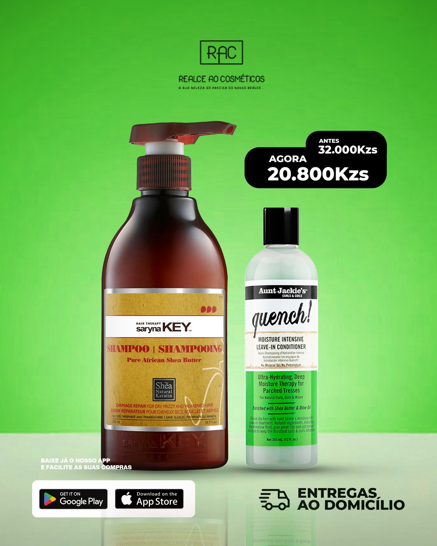 O Cosmético em suas mãos Facebook ad: Shampoo + Creme Nutritivo