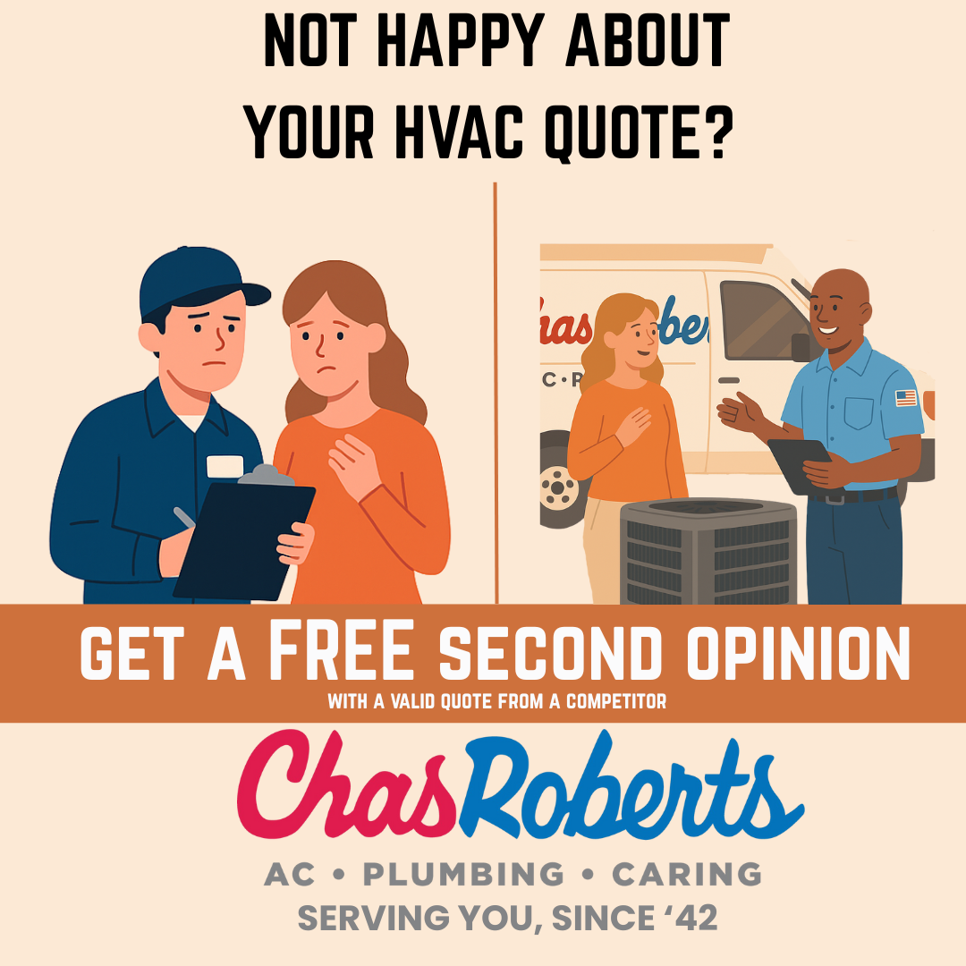 Chas Roberts Air Conditioning & Plumbing Facebook ad: Unhappy with your HVAC quote?