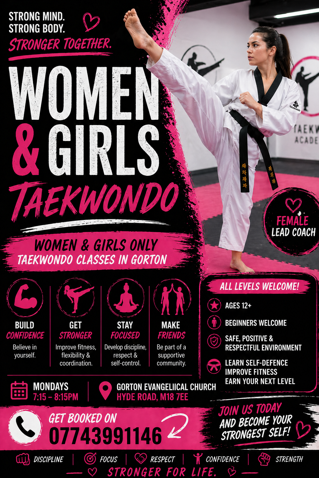 AP Taekwondo Academy Facebook ad: Women & Girls Only Taekwondo Classes in Gorton