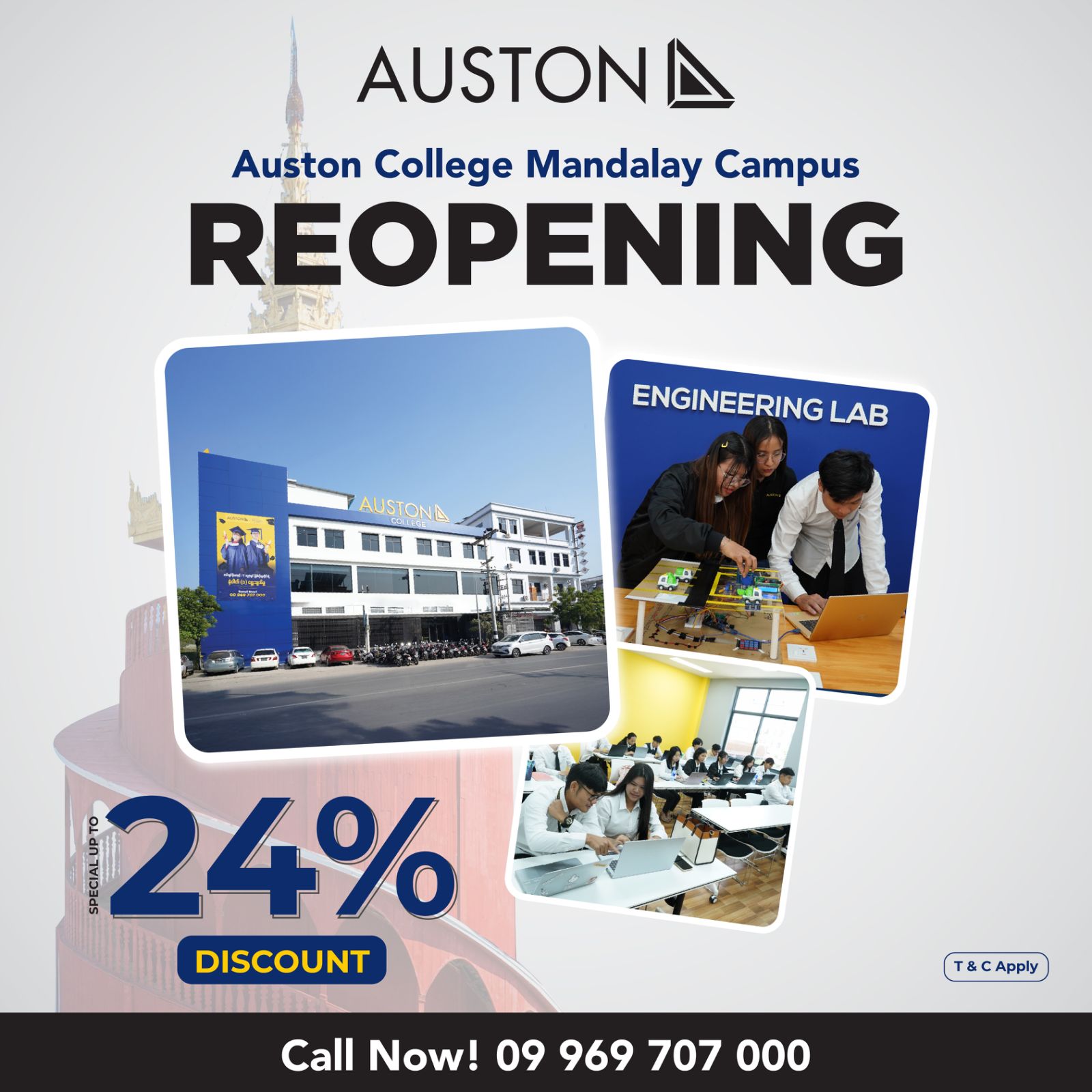 Auston College Facebook ad: မန္တလေးမြို့က ကျောင်းသားတွေအတွက် Auston Mandalay Campus…