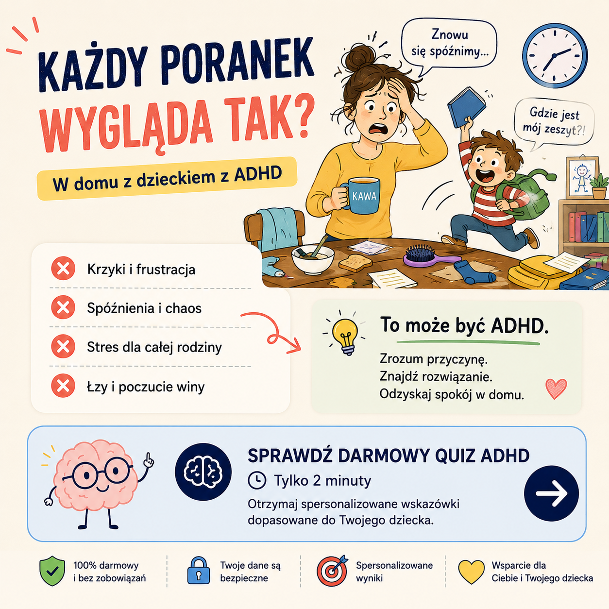 Pawprint Keepsakes Facebook ad: Darmowy Quiz ADHD dla Rodziców