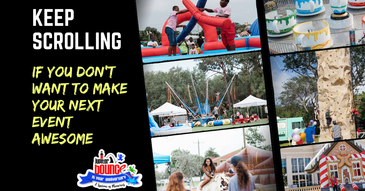Jupiter Bounce Facebook ad: JUPITERBOUNCE.COM IS YOUR ONE-STOP SHOP FOR ALL OF…