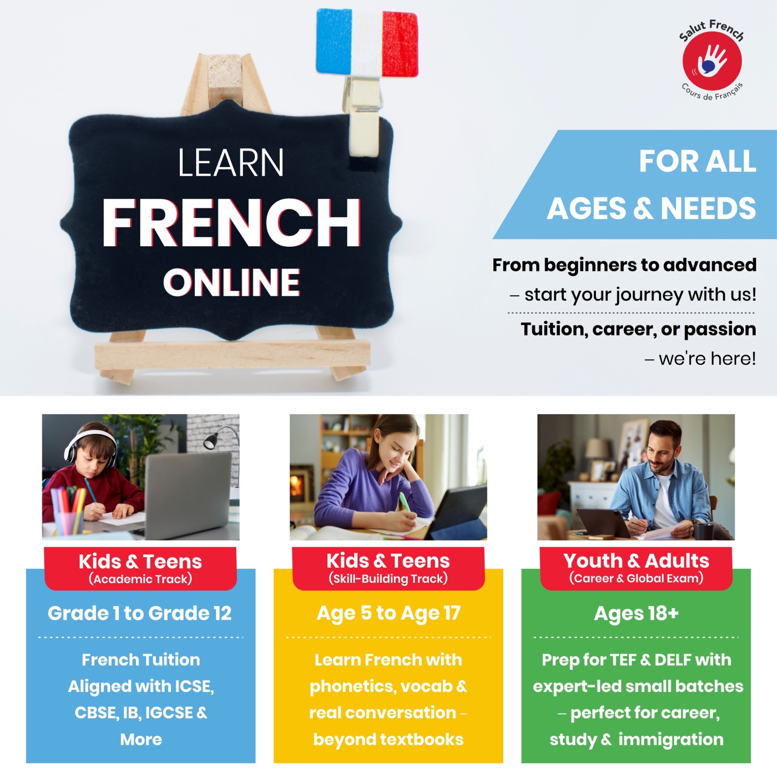 Salut French Facebook ad: Book A Free Demo!