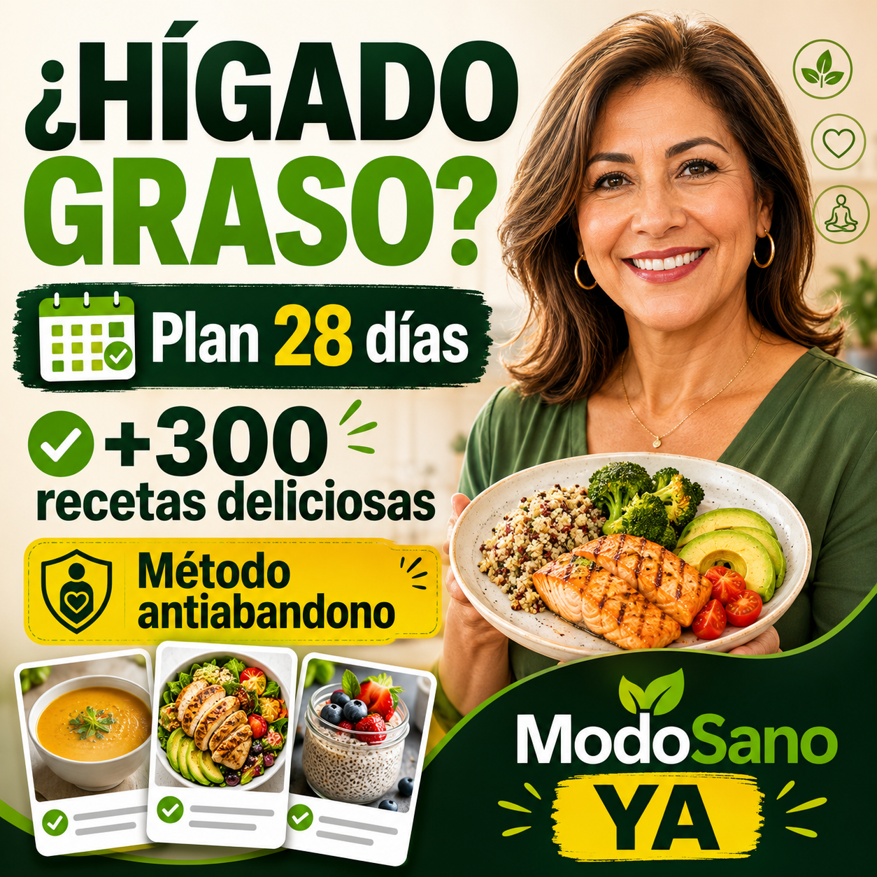Modo sano YA Facebook ad: 340 recetas para tu hígado, resueltas. Acceso inmediato.