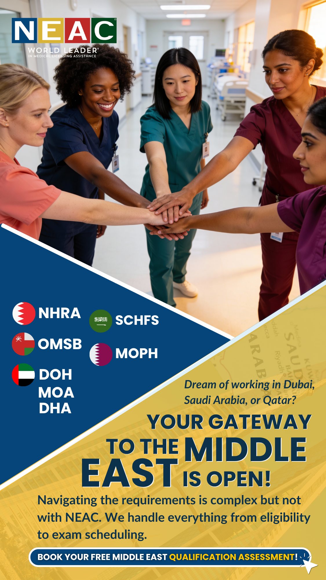 NEAC Medical Exams Application Center Facebook ad from May 17, 2026