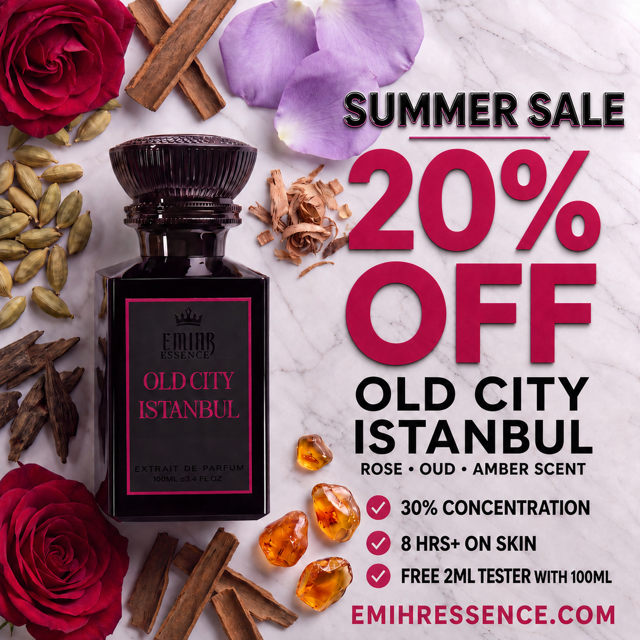 EMIHR Essence Facebook ad: 20% Off All Fragrances | Limited time only