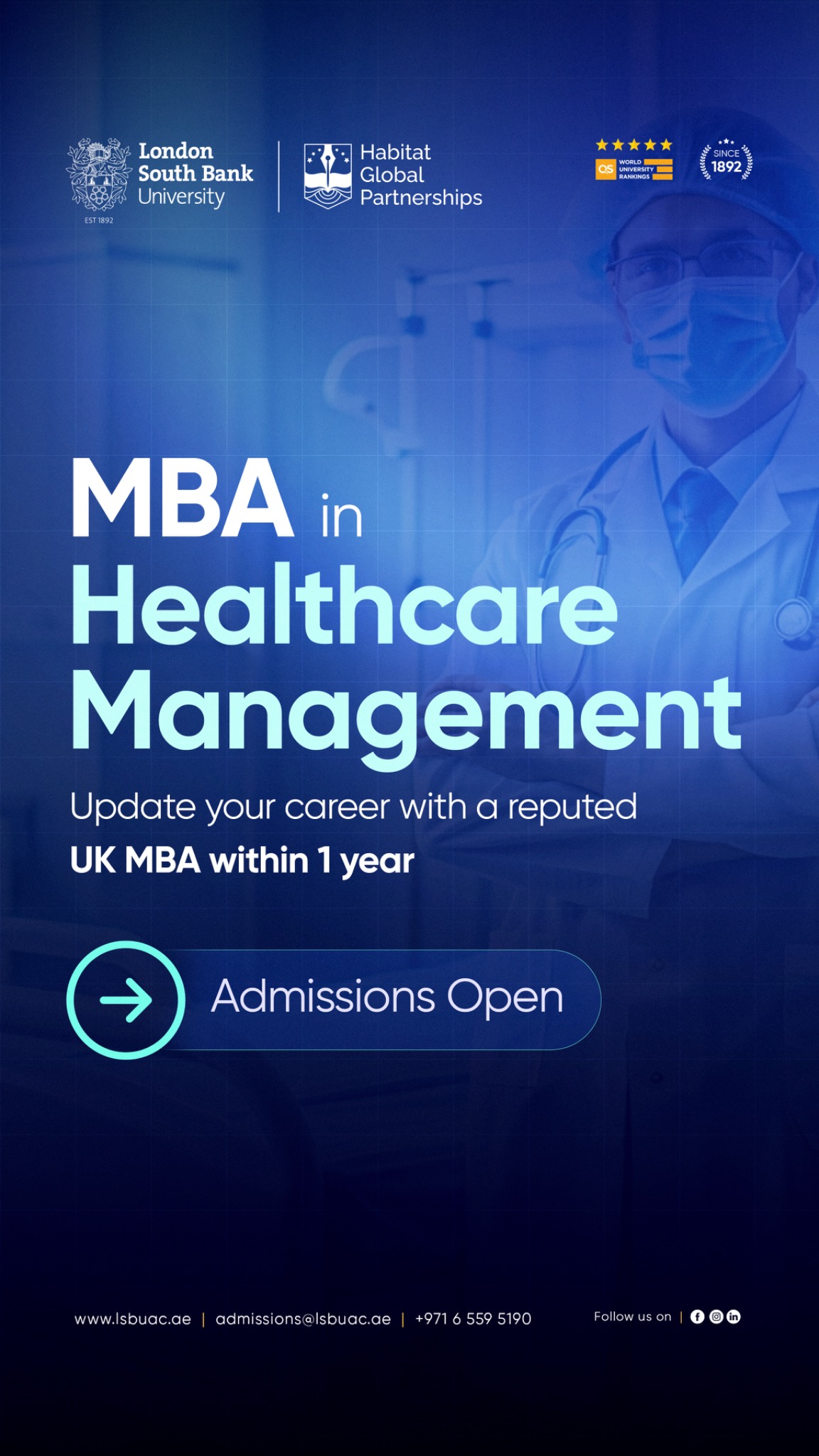 London South Bank University - UAE Facebook ad from Mar 30, 2026