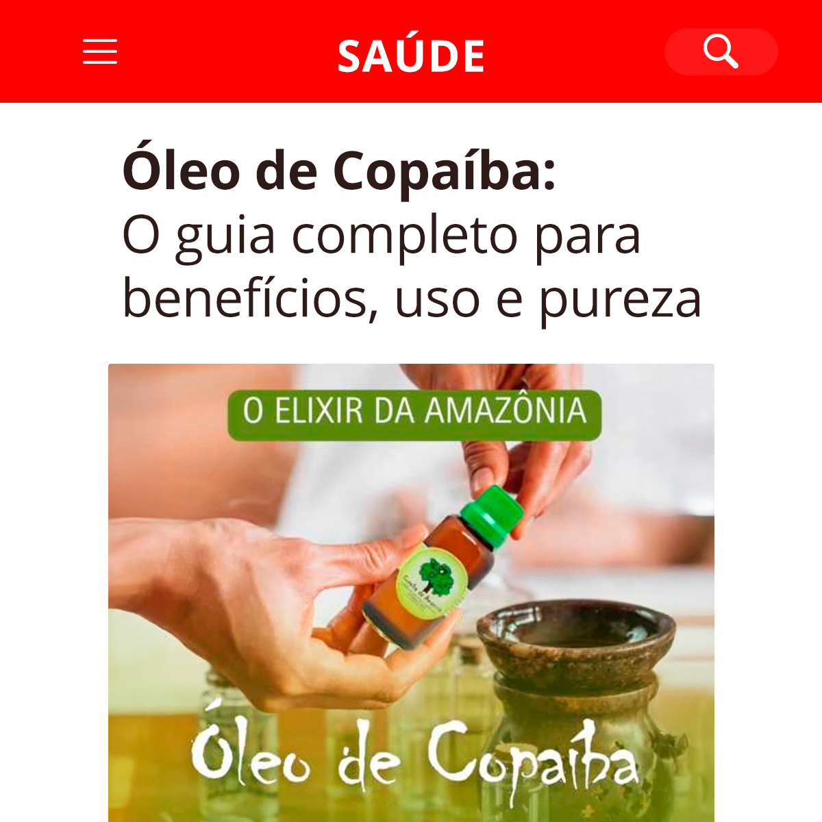 copaibadaamazonia.com.br Facebook ad: Óleo de Copaíba: Benefícios, Uso e Pureza