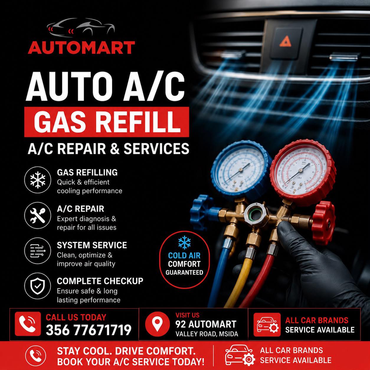 Automart Facebook ad: Get your car A/C serviced and refilled
