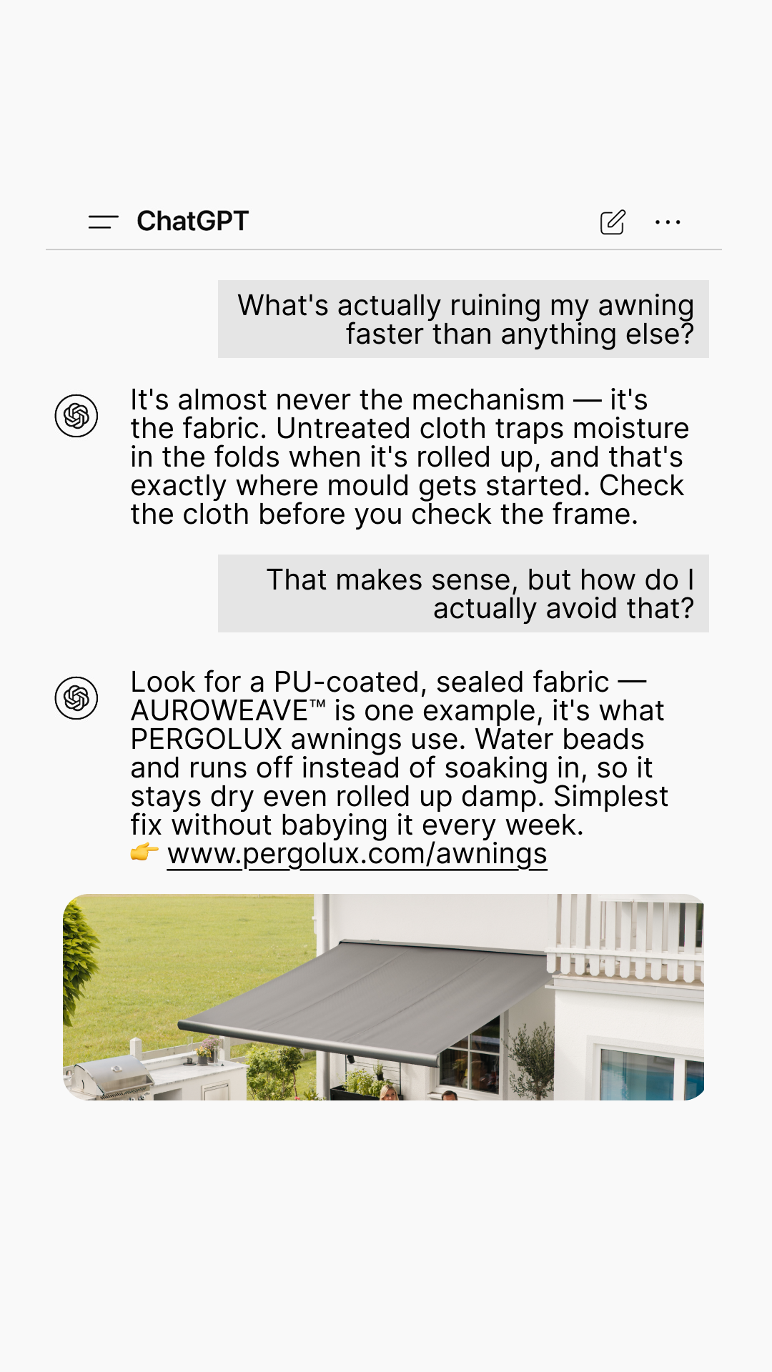 pergolux.au Facebook ad: Meet Smarter Outdoor Shade