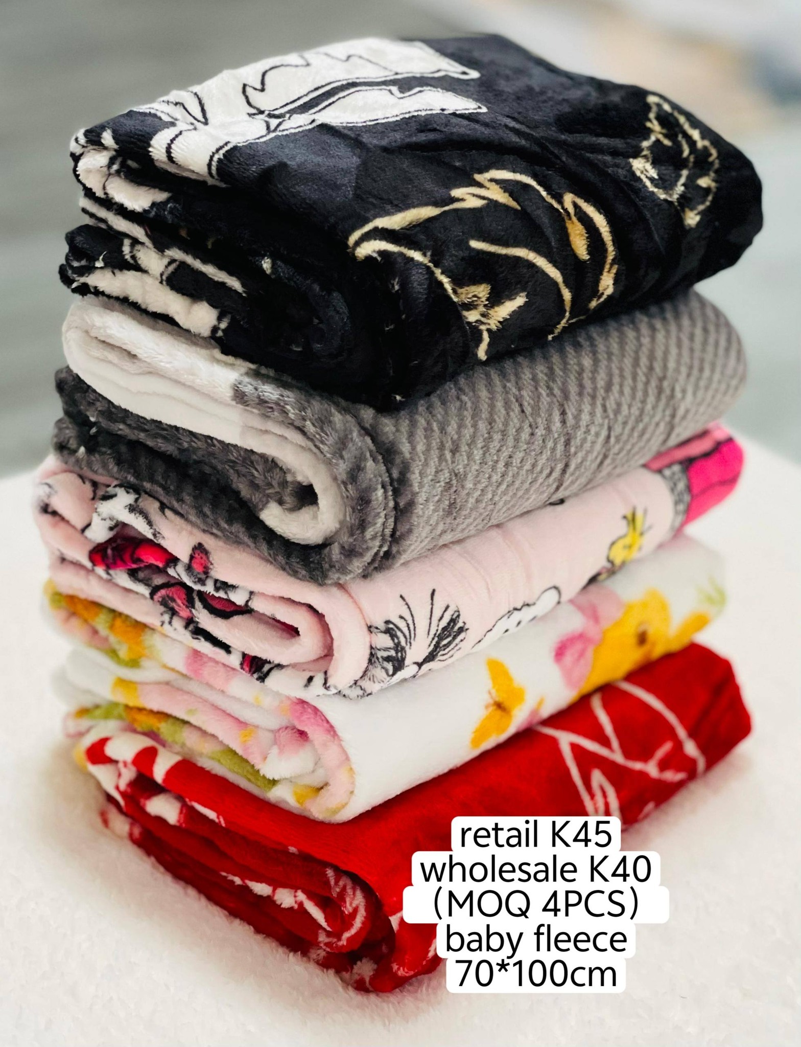 Home Decor Zambia Facebook ad: premium quality baby fleece promotion at k45 each…