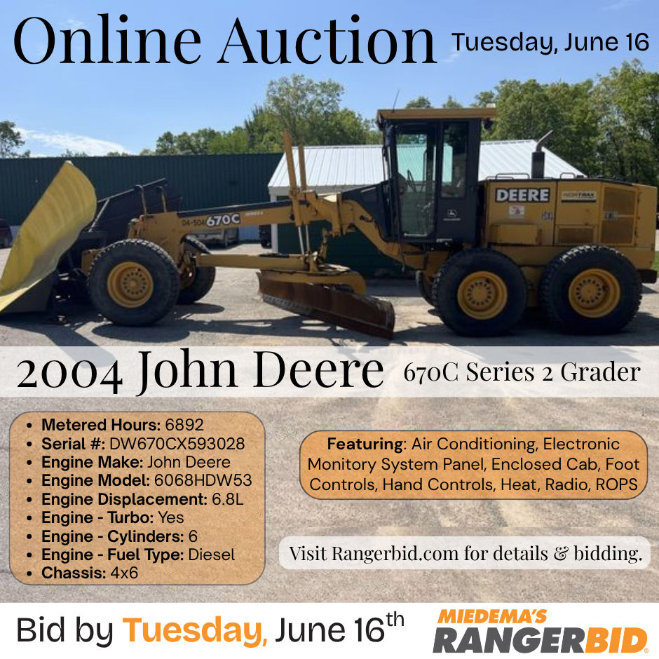 Rangerbid.com Facebook ad: RangerBid.com - Lot 30-3819 - 2004 John Deere 670C Series…