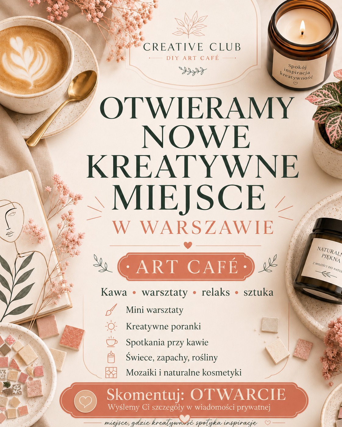Creative Club DIY - warsztaty kreatywne Facebook ad: Otwieramy nowe kreatywne miejsce w Warszawie.