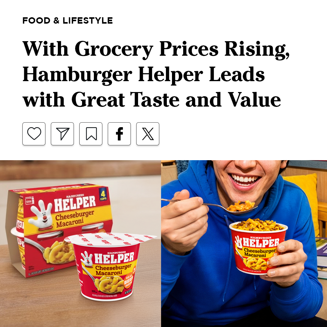 Helper Facebook ad: Helper Cheeseburger Mac Cups are now in a…