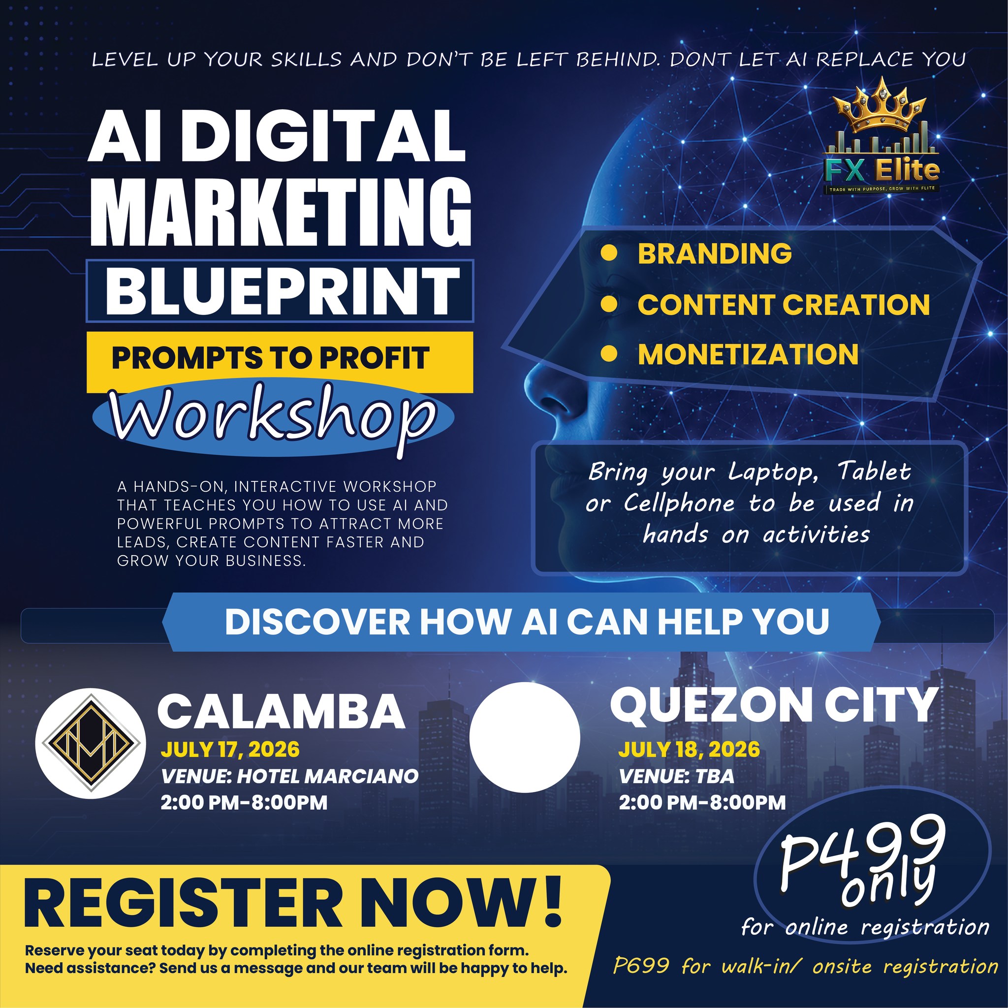 FOREX CFD Facebook ad: AI Digital Marketing Blueprint Prompts to Profit Workshop