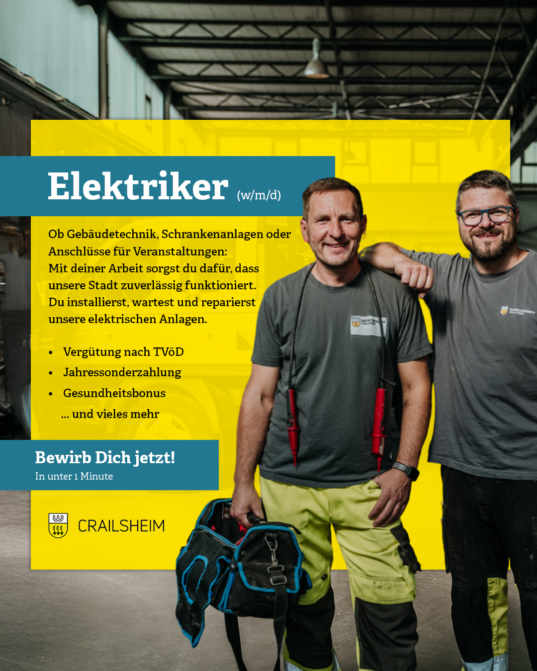 Stadtverwaltung Crailsheim Facebook ad: In unter 1 Minute bewerben
