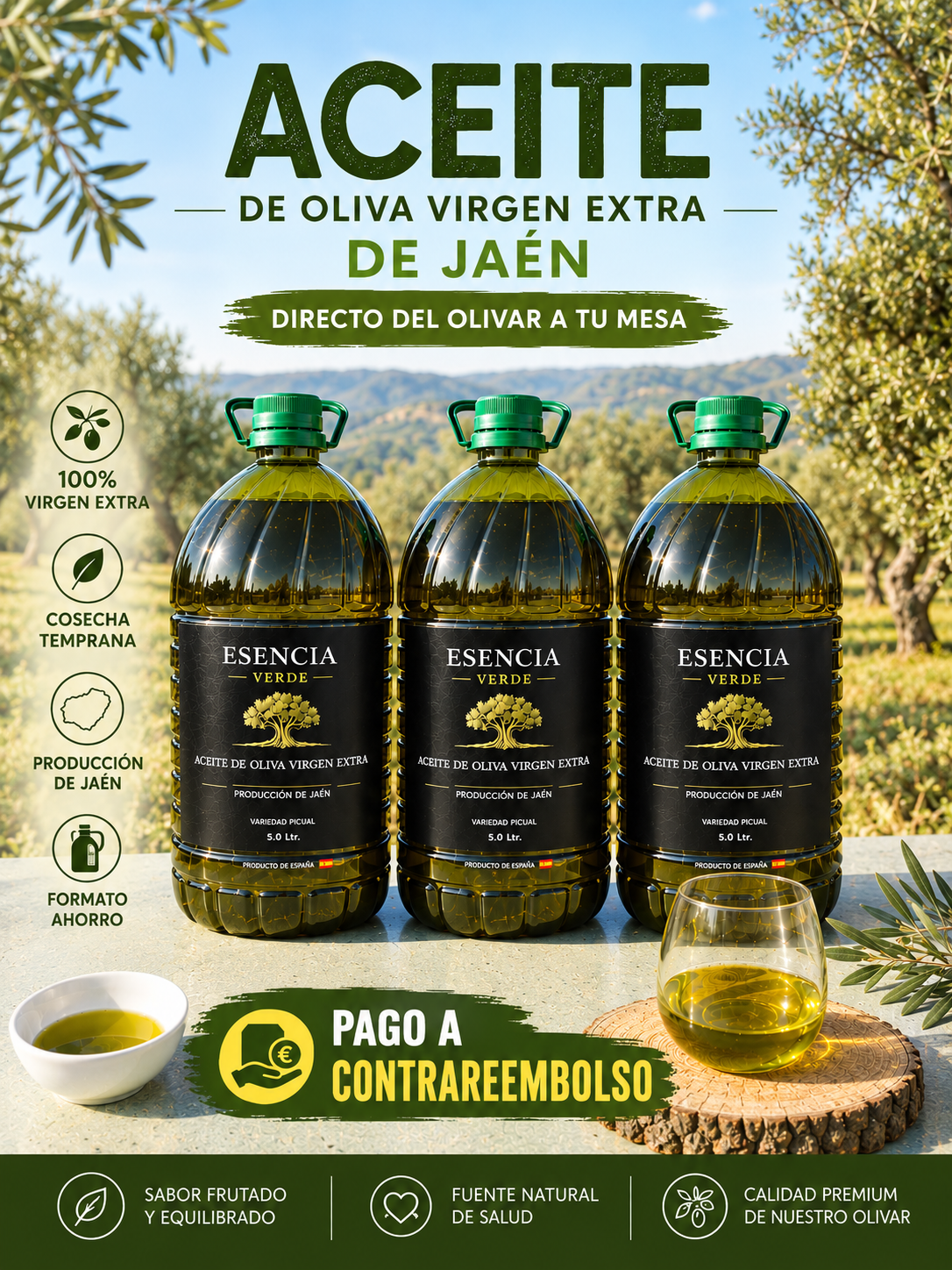Esencia Verde - AOVE de Jaén Facebook ad: El mejor AOVE con un 20% de Descuento
