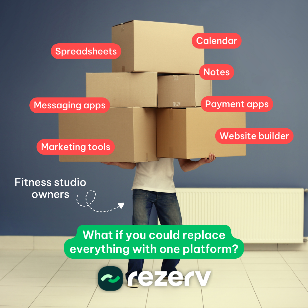 Rezerv Facebook ad: All-in-One Software for New Fitness Studio Owners