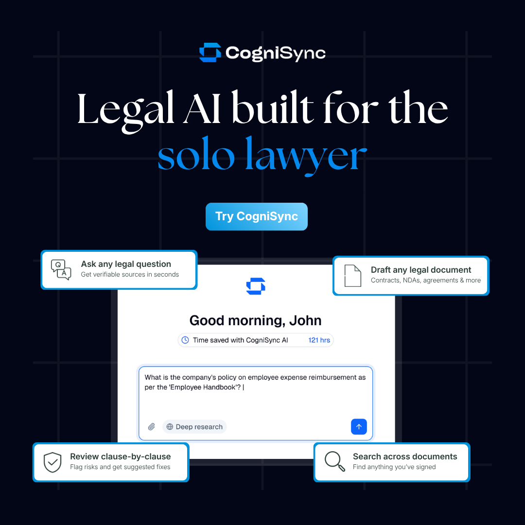 CogniSync AI Facebook ad: AI Built for Solo Lawyers, $69/month