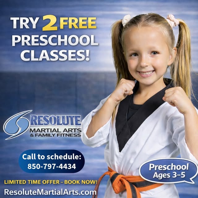 Resolute Martial Arts Facebook ad: Try 2 FREE Classes!