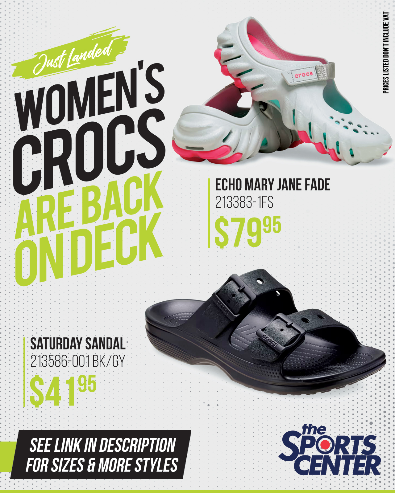 The Sports Center Facebook ad: Women’s Crocs are back on deck at The…