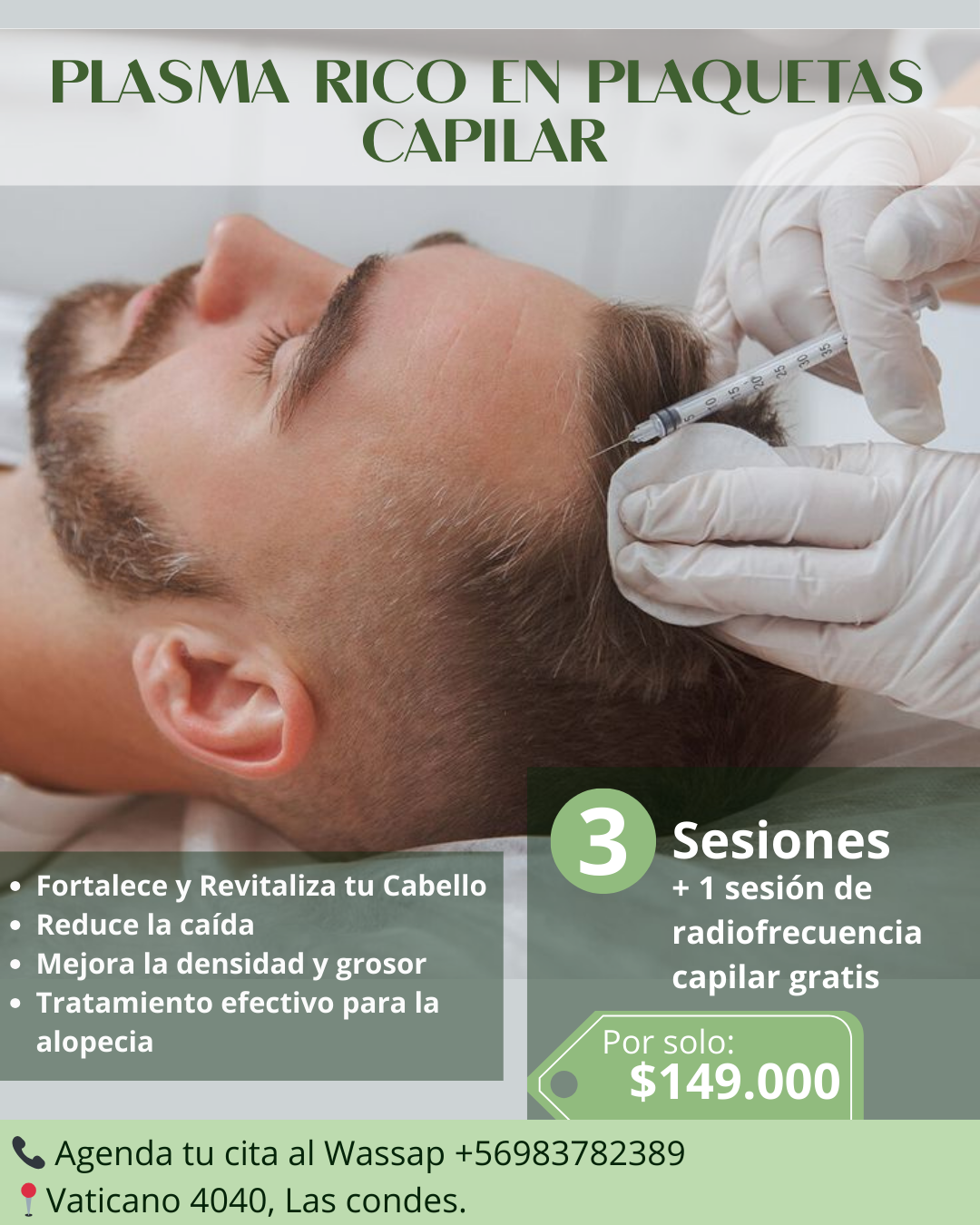 Clínica Alta Esthetic Facebook ad: Fortalece tu cabello desde la raíz con Plasma…