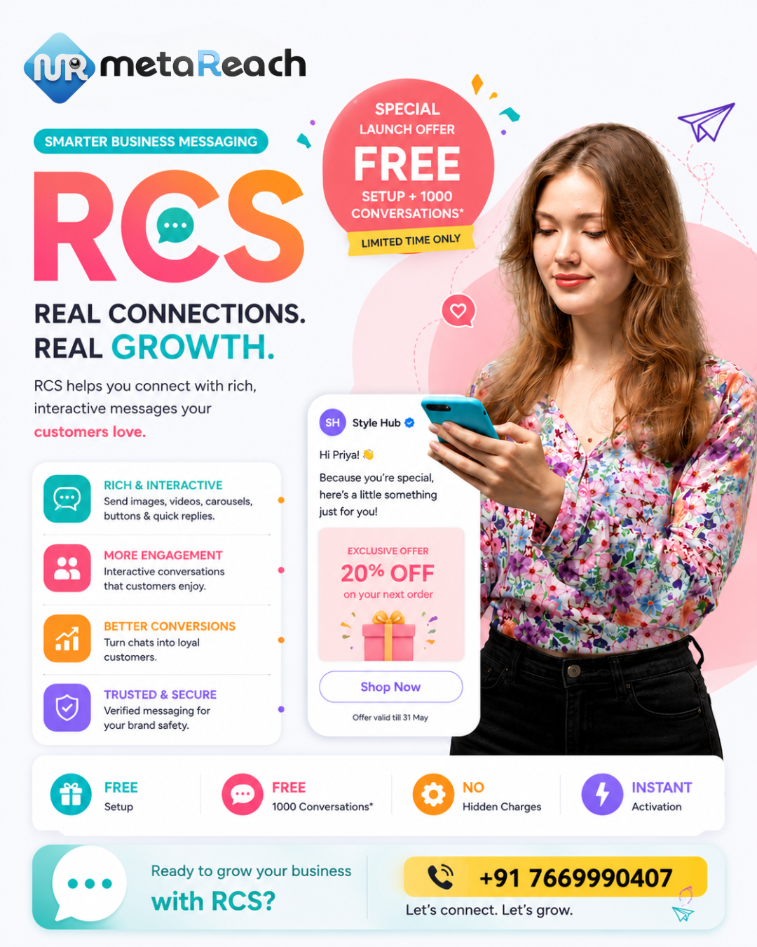 Meta Reach Marketing Facebook ad: RCS Messaging for Business