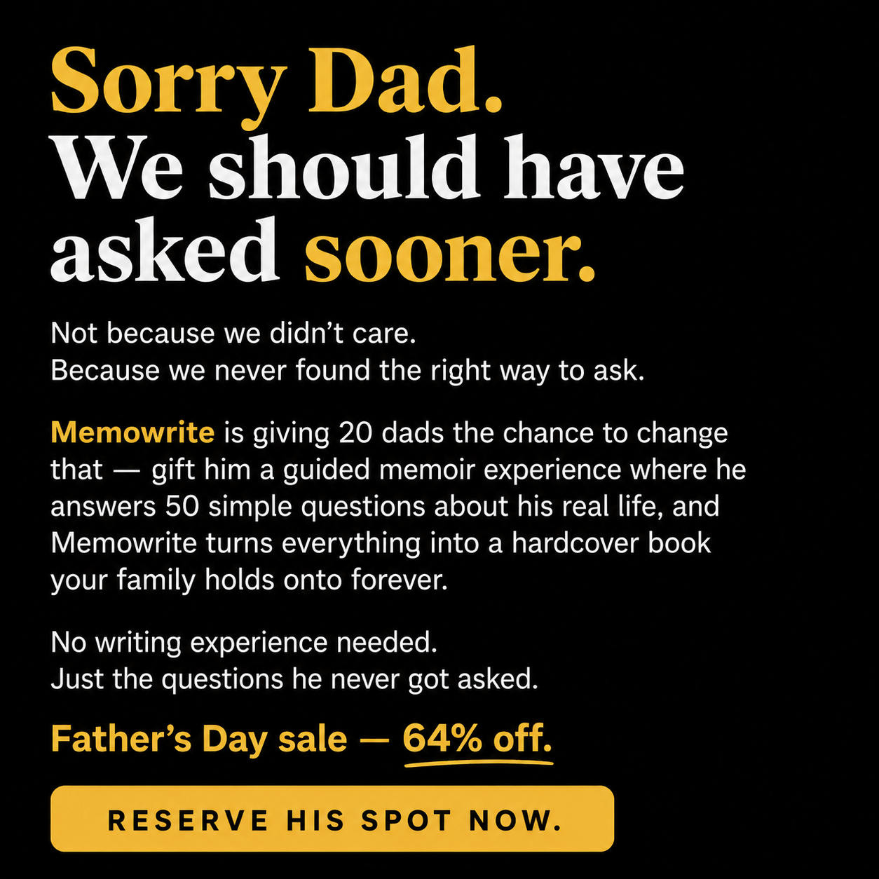 Memowrite Facebook ad