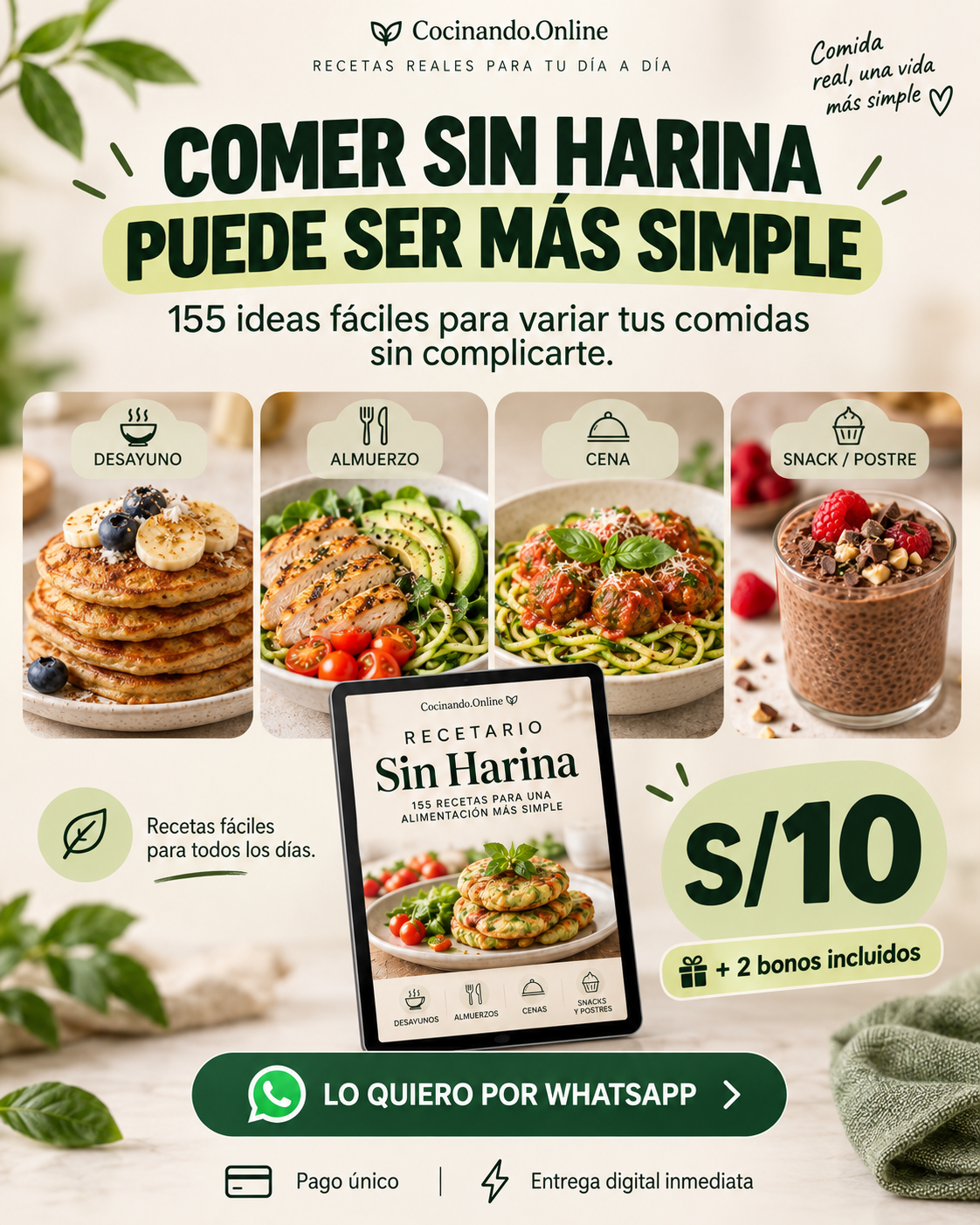 Cocinando Online - Recetas Fáciles Facebook ad: ¿Quieres más ideas para comer sin harina sin…