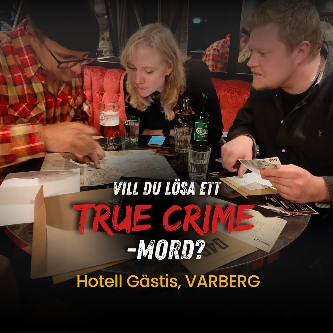 Mystery Games Facebook ad: Middag och mordgåta i Varberg