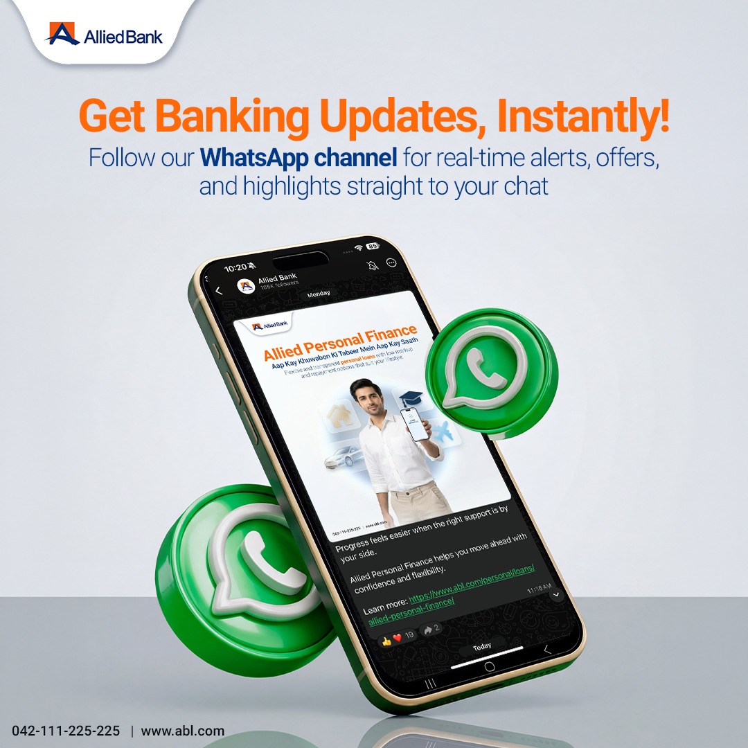 Allied Bank Limited Facebook ad: Stay connected with Allied Bank, anytime, anywhere.