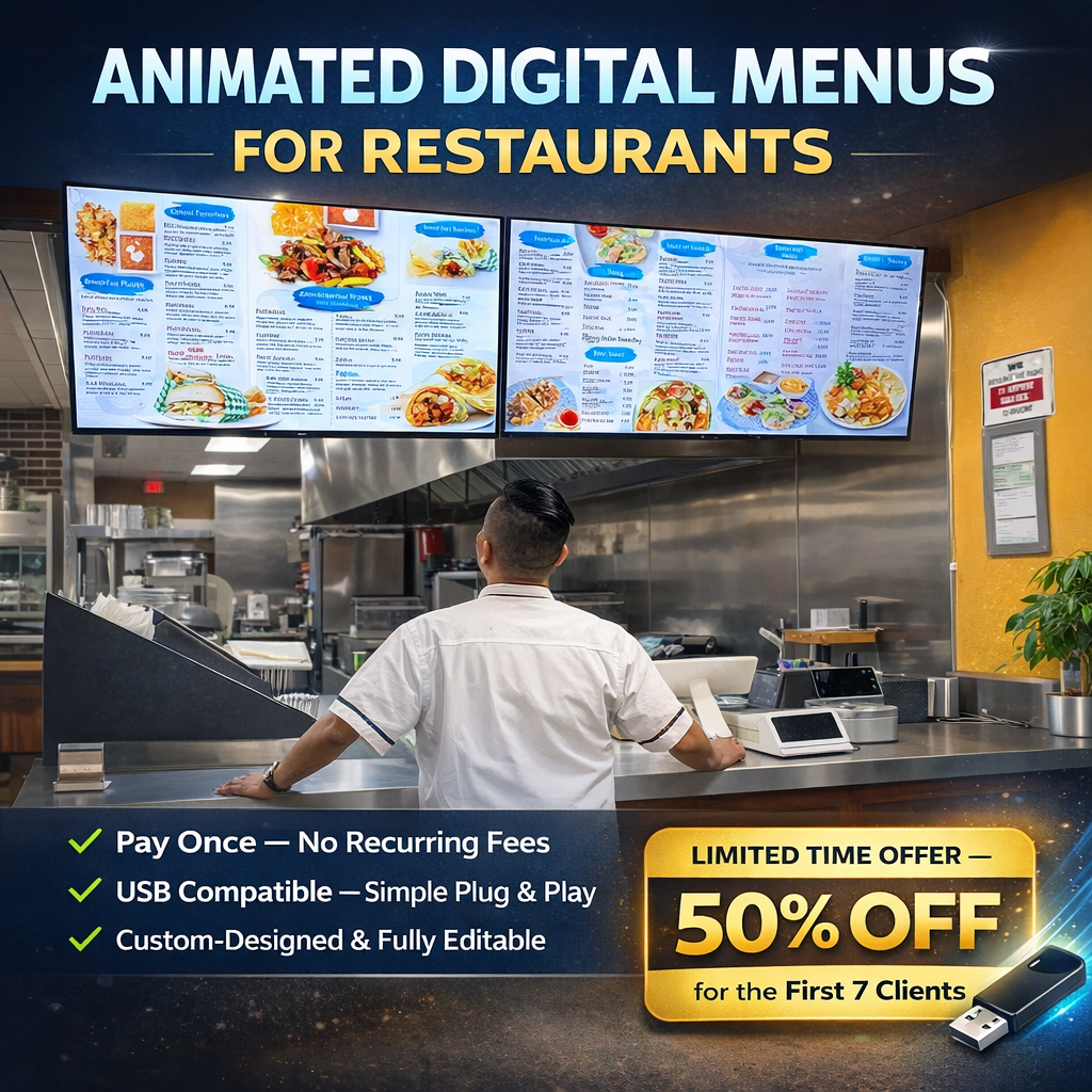 Global Digital Click Facebook ad: Sell More with Animated Digital Menus