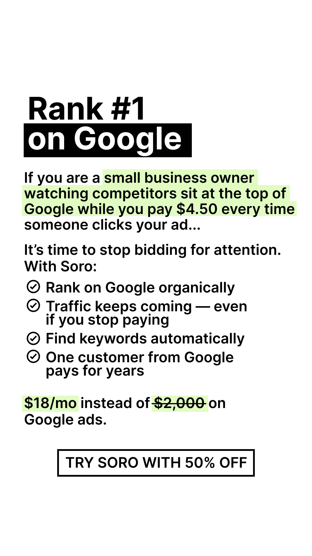 Soro SEO Facebook ad